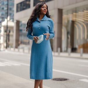 Ann Taylor blue sweater dress